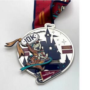 Run Disney 2025 10K Full Size Slider Medal/ Ribbon Chip & Dale Marathon New